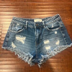 PACSUN Jean Shorts High Rise Festival, Size 25, Distressed, Excellent Condition!